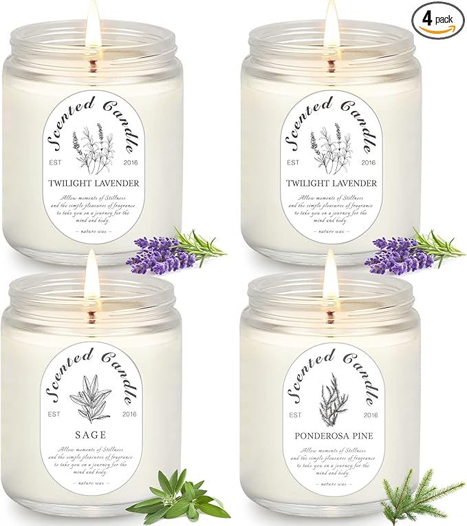 4 Pack Candles for Home Scented, Lavender Candles, 28 oz 200 Hour Long Lasting Aromatherapy Candle Set, Candle Gift Set for Women, Perfect for Birthday Gifts