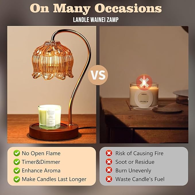 GEEZO Fragrance Candle Warmer Lamp,Electric Candle Warmer with Timer & Dimmer,Mom Christmas Birthday Gifts for Women, House Warming Gifts New Home Bedroom Decor