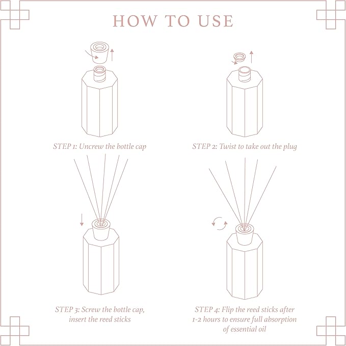 Reed Diffuser Set, Peach Oolong Scented Oil Diffuser, 6.76 fl oz (200 ml) Home Fragrance Diffuser with Reed Sticks, Air Fresheners for Home, Bathroom Shelf Decor