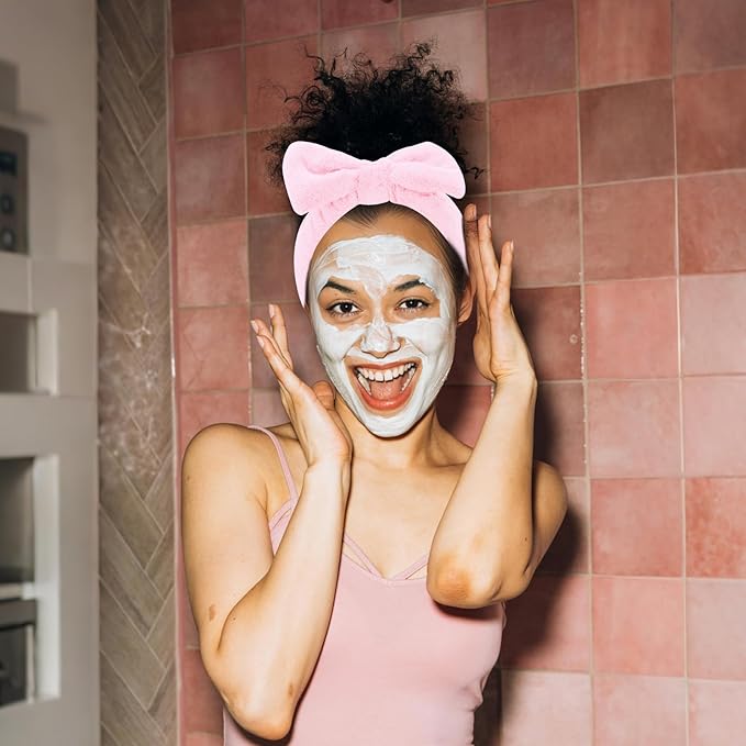 10 Pack Spa Headband for Washing Face Pink Skincare Headbands Bulk for Women Girls Soft Coral Fleece Hairband Cute Bow Headbands for Washing Face Makeup