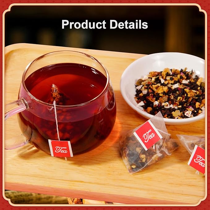 AISDWH Hawthorn Tea - 20 Herbal Tea Bags, Digestive Support, 7 Natural Ingredients incl. Hawthorn & Hibiscus for Heart Health, Caffeine-Free Daily Tea for Men & Womenv