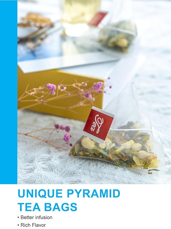 TeeLux Mint Jasmine Tea, 3g/bag, Mint with Jasmine, Lily, Osmanthus, Chrysanthemum, Fresh & Refreshing Flavor, Caffeine Free, 30 Count