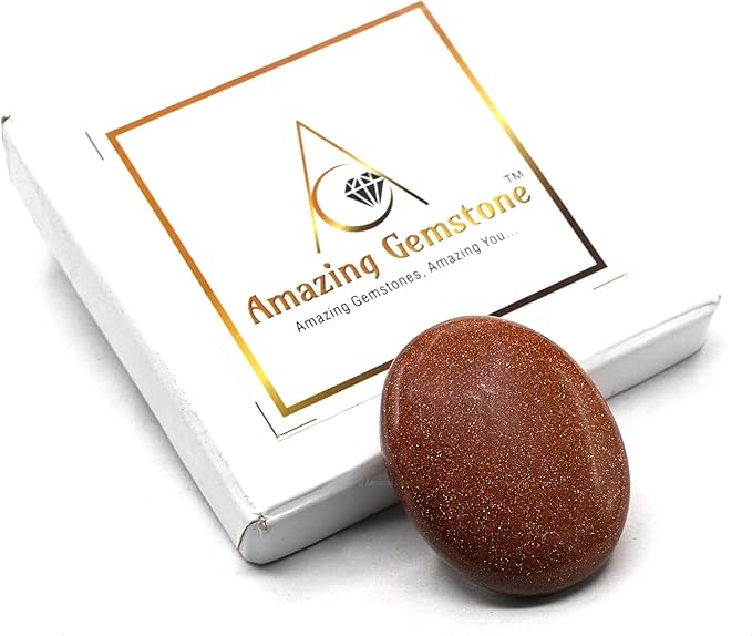 Amazing Gemstone Red Goldstone Crystals and Healing Stones - Large Palm Stone Crystals Piedra - Crystal for Good Luck, Balanced Positive Energy, Meditation - Unique Stocking Stuffers Gifts for Women