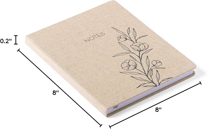 Eccolo Large Lined Journal Notebook, Flexible Cover, Writing Journal, 256 Ruled Ivory Pages, Ribbon Bookmark, Lay Flat, Desk Size for Work or School, Size 8-x-10-Inches, Linen Floral