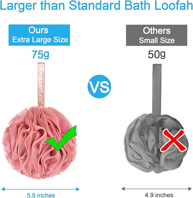 AmazerBath Loofah Sponge 75g/Piece, Exfoliating Bath Sponge Body Scrubber - Loofa Set of 4 - SunsetBerry Colors, Large