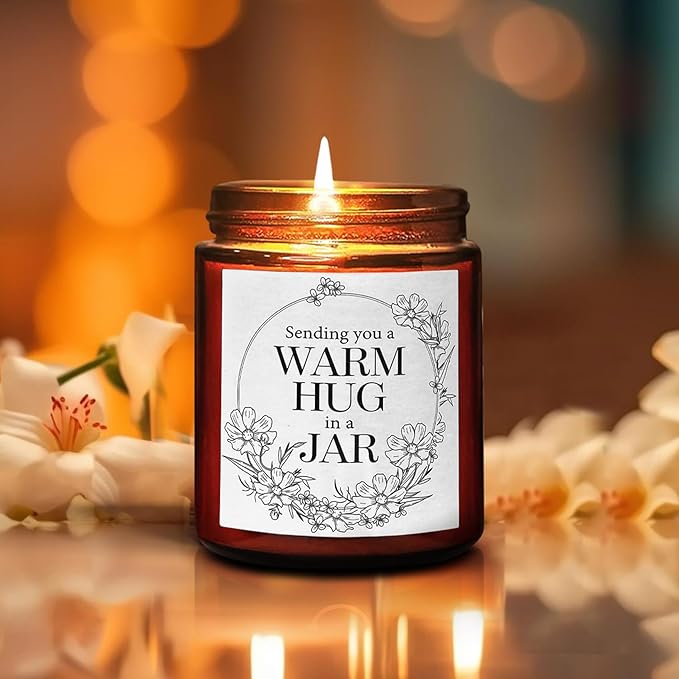 Sending Hug Gifts for Women Men - Warm Hug Scented Candle - Relaxing, Get Well, Sympathy Gift - Gift for Her Bestie Best Friend Coworker - Lavender Eucalyptus Natural Soy Wax Candle for Home