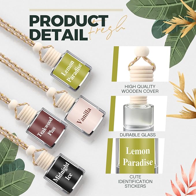 Maxdot 4 Pcs Cute Car Air Freshener Hanging Fall Car Essentials Oil Diffuser Long Lasting Air Freshener Aromatherapy Vehicle Diffuser Automobile Scents Fragrance(Fresh and Woody Collection)