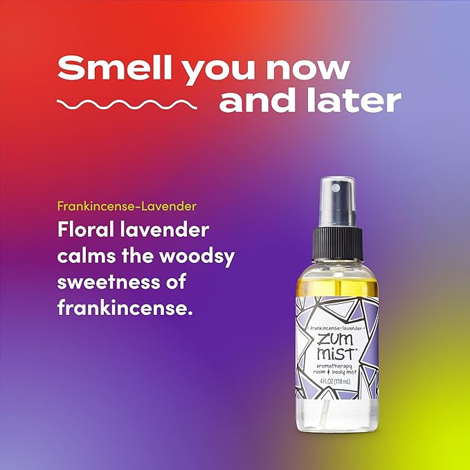 Indigo Wild Zum Mist Room & Body Spray - Aromatherapy Essential Oil Spray - Natural Body Mist & Room Spray - Frankincense-Lavender Scent - 4 fl oz (2 Pack)