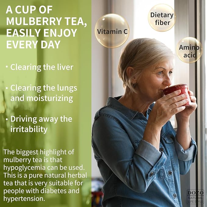 DOZO Mulberry Leaves Tea Premium Natural Mulberry Leaf Tea 14.1oz/400g Sun-Dried Mulberry Loose Leaves Sang Ye Healthy Herbal Tea Sugar Free Caffeine Free No Additives 桑叶茶 桑葉茶