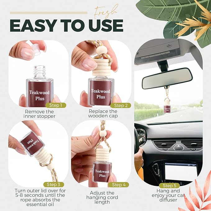 Maxdot 4 Pcs Cute Car Air Freshener Hanging Fall Car Essentials Oil Diffuser Long Lasting Air Freshener Aromatherapy Vehicle Diffuser Automobile Scents Fragrance(Fresh and Woody Collection)