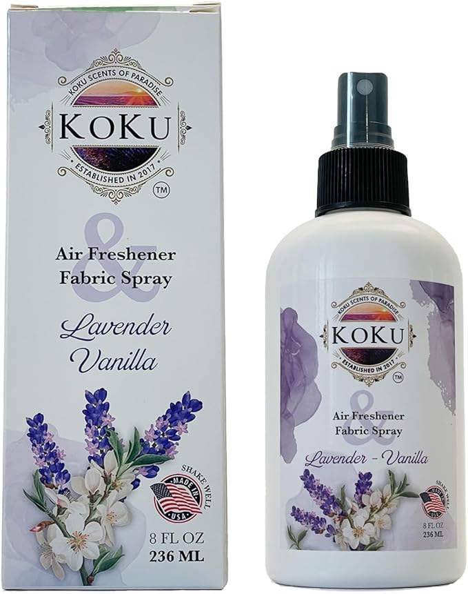 Lavender Vanilla Air Freshener - Room Spray - Odor Eliminator - Deodorizer - Car Air Freshener - Home Spray - Linen Spray - Fabric Refresher - None Toxic - Alcohol Free - Made in USA (8 Oz)