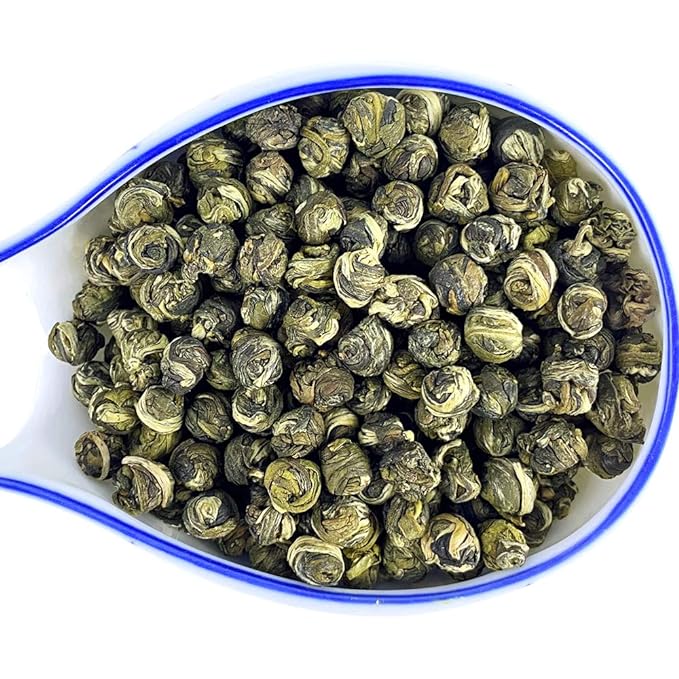 TIAN HU SHAN Jasmine Tea Jasmine Dragon Pearls Green Tea Loose Leaf 4oz (114g) Tin