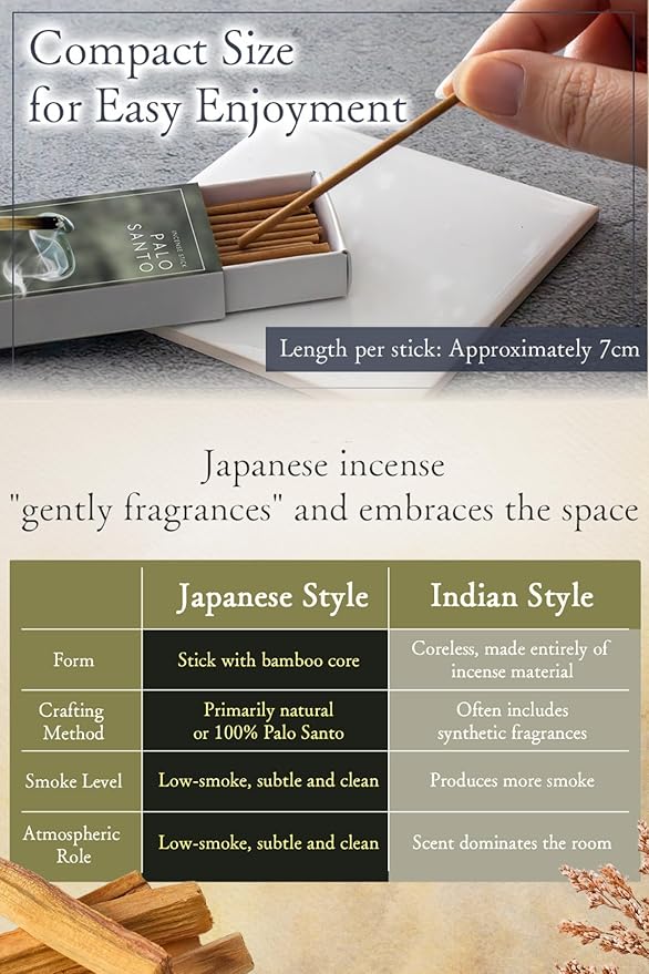 TOMORI Incense Sticks Palo Santo Approx 30pcs 100% Natural Wood Aroma Energy Cleansing No Synthetic Fragrance Yoga Meditation Stress Relief Japanese Incense