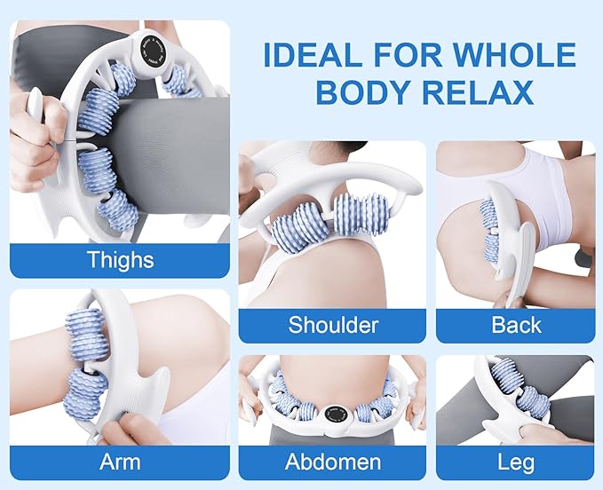 KESHWELL Muscle Massage Roller, Cellulite Remover Massager, Leg Massage Roller for Deep Tissue Relax. Fitness Massage Tool for Arm,Leg,Thigh,Neck,Back,Tennis Elbow.with Removable Handles. Blue