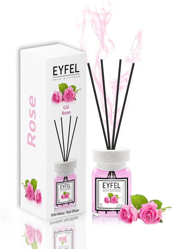 EYFEL Reed Diffusers for Home – Rose Reed Diffuser Set 4.05 fl oz Oil Diffuser Sticks, Bathroom Diffuser, Home Fragrances, Scented Sticks, Home Décor