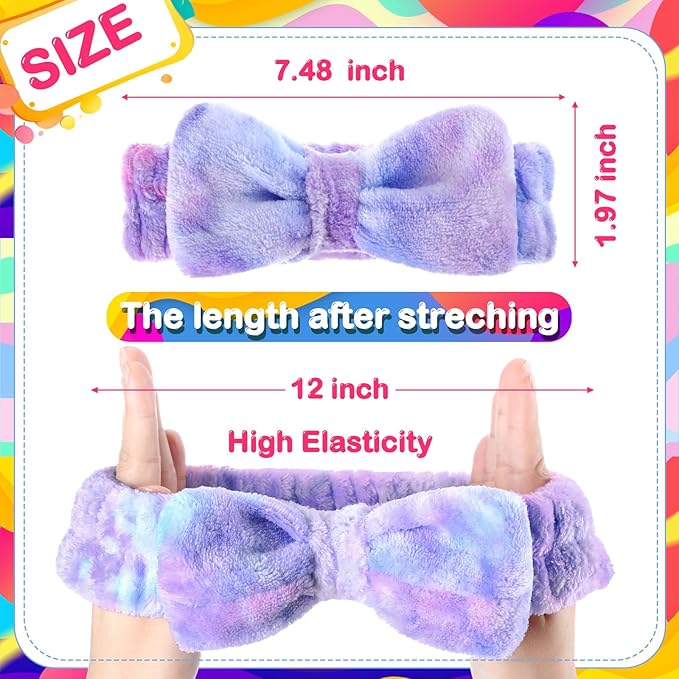25 Pcs Spa Headband Bulk Makeup Headbands for Washing Face Cute Bow Hairbands Soft Coral Fleece Hairbands for Women Face Skin Care Makeup Spa Gift Shower Yoga(Novel Pattern)