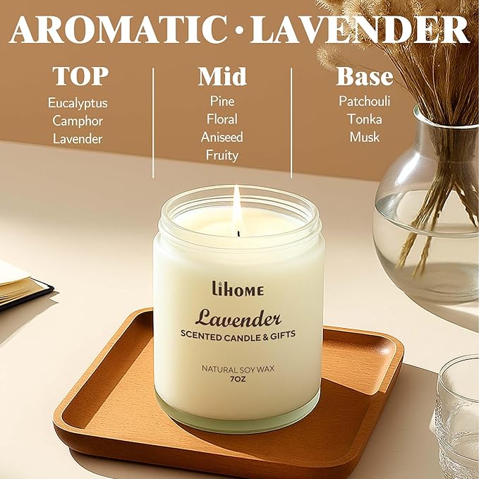 Candles Gifts for Women, Natural Soy Wax Candle for Home Scented Perfect for Christmas, Birthday, Mother's Day, Lavender Scented Candles