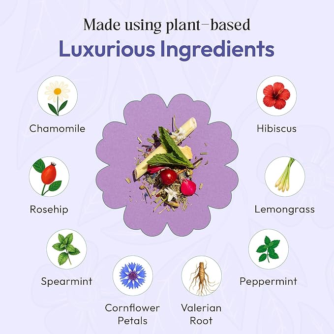 Chamomile Tea with Hibiscus, Peppermint, Spearmint, Rosehip, Valerian Root, Lemongrass, Cornflowers – Kosher, Vegan, No Caffeine – Calming Mint-Citrus Evening Herbal Drink for Relaxation (25 Tea Bags)