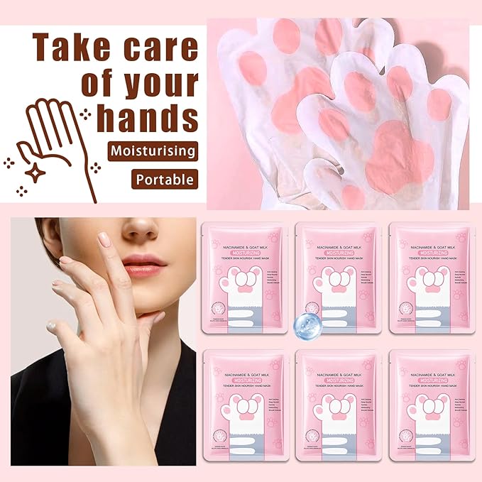 6 Pairs Hand Mask for Dry Cracked Hands,Nourishing Moisturizing Gloves,Hands Moisturizer for Deep Moisturizing,Silky Smooth Moisturizing Gloves,Hand Care Mask Set(D)
