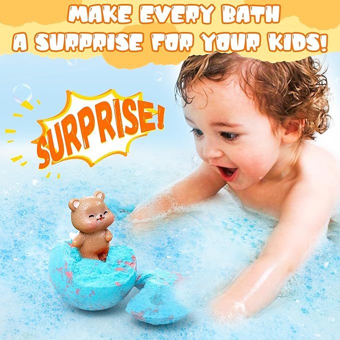 Bath Bombs with Bears Toys Inside for Girls Boys Organic Bath Bombs Set for Kids with Surprise Inside Ideal Kids Birthday Christmas Easter Gift