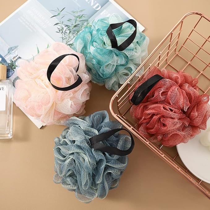 10 Pack Loofah Bath Sponge Luffa, Exfoliating Shower Pouf Balls for Women,Men,Scrubber Cleaning Loofah Bathing Accessories
