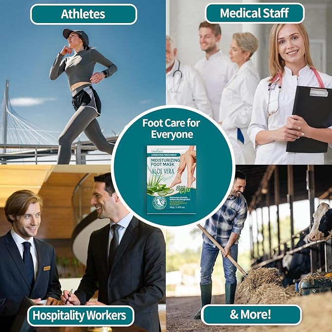 Moisturizing Foot Mask 5 Pack,Hydrating Foot Masks for Dry Cracked Feet,Moisturizing Socks Dry Skin Moisturizer for Soft and Smooth Touch Feet,Foot Care Spa Gifts for Women Men Stocking Stuffers