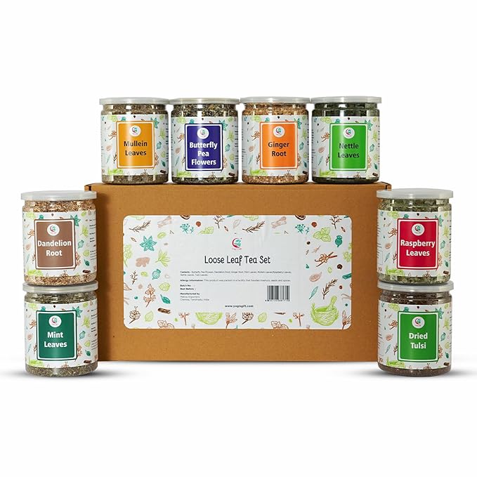 Loose Leaf Tea Set | Upto 450 Servings | Set of 8 teas for Wellness and Flavor Enthusiasts | Experience Blissful Infusion & Refreshing Aromatic Teas! | 100% Natural Ingredients | by Yogi's Gift®