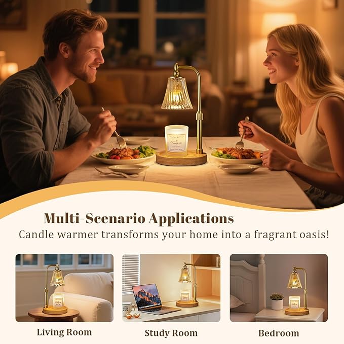 Candle Warmer Lamp with Timer Dimmable,Birthday Gifts for Women Mom Sister,Adjustable Height Wax Melt Warmer for Jar Candles,House Warming Gifts New Home,Ideal for Office,Dorm,Bedroom Home Decor