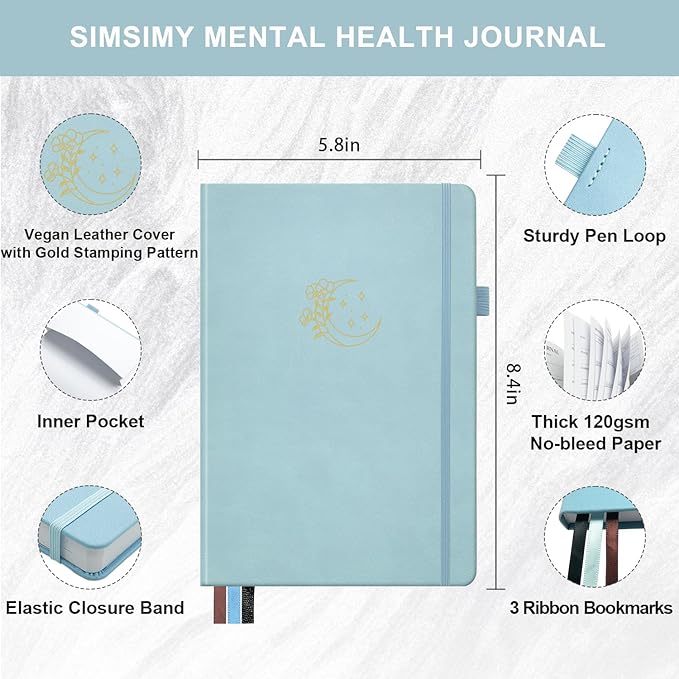 Mental Health Journal, 91-Day Self Care Journal for Women Men, Guided Anxiety & Stress Relief Journal with Mood Tracker, Cognitive Behavioral Therapy Journaling with Mental Health Coloring Pages & Dream Log