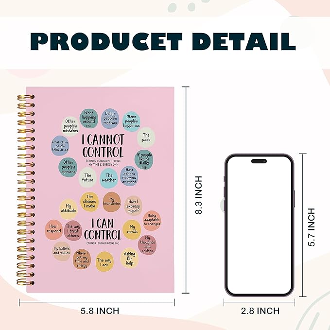 BearCake Notebook Journal, Blue Floral Notebook for Women,Journal for Women, Aesthetic Office Supplies Hardcover Spiral Notebook 5.5x8.3 643