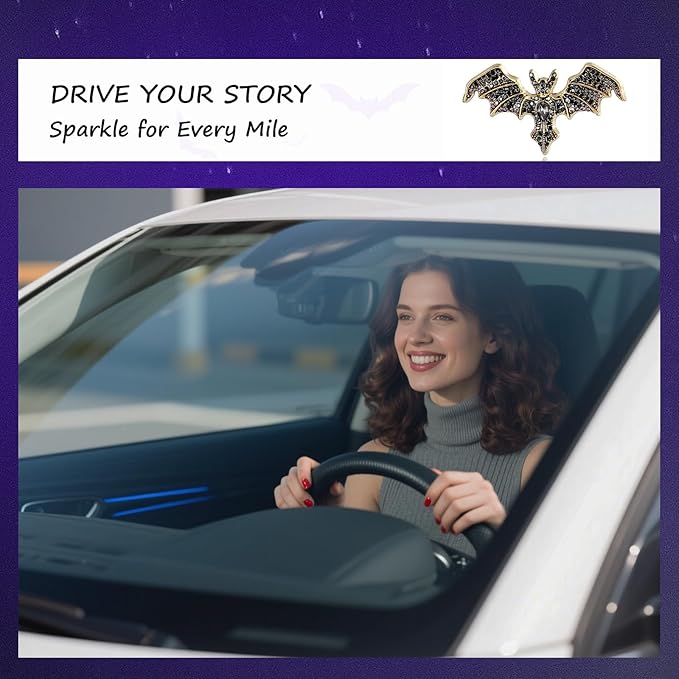 Gothic Car Decor,Bling Bat Car Air Freshener Vent Clip,Dark Style Rhinestone Vehicle Interior Dashboard Decoration for Teens,Refillable Clip on Diffuser