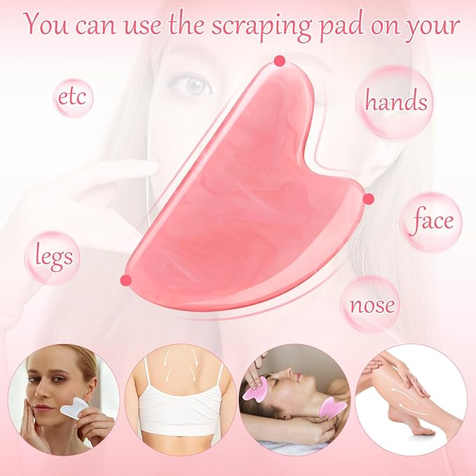 Sherr 48 Pcs Gua Sha Facial Tool Resin Gua Sha Massage Tool Heart Shaped Facial Stone Board for Face Body Skin Massage Spa Acupuncture Prevent Wrinkles (Vivid Colors)