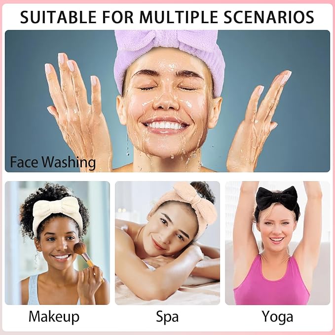 AMCAMI 8 Pack Skincare Spa Headband for Washing Face Makeup Face Wash Headband for Women Facial Towel Hairbands Spa Party Supplies for Girls Women