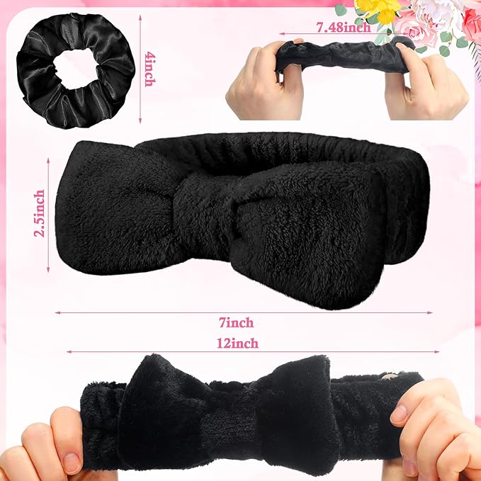 24 Pcs Bachelorette Party Favors Include 12 Bride Bridesmaid Spa Headband 12 Bridesmaid Gifts Scrunchies for Women Sleepover Spa Bachelorette Party Accessories Supplies(White,Black)