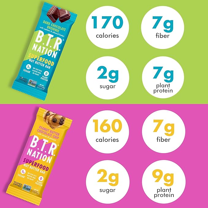B.T.R. Nation Superfood Keto Protein Bars, Plant Based Vegan - Chocolate Lover's Super Pack | 24 Pack | Low Carb Food, Low Calorie, Gluten Free, No Sugar Alcohols, Boosted with Superfoods