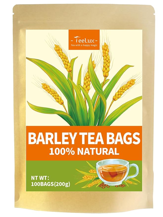 TeeLux Barley Tea Bags, 2g/bag, Pure Roasted Barley Tea, Caffeine Free, Sugar Free, Nutty Flavor, 100 Count