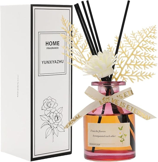 Rose Scented Reed Diffuser 130ML - Romantic Floral Scent, Long-Lasting Fragrance Oil, Elegant Glass Bottle,Aroma Diffuser Stick, Perfect for Bedroom, Bathroom, Living Room,Office