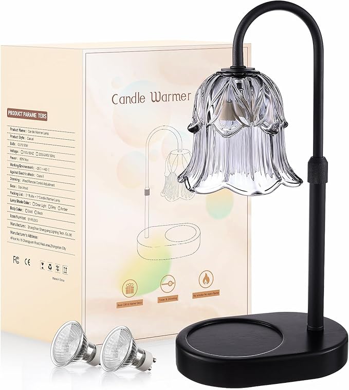 Candle Warmer Lamp Adjustable Timer Electric- Gray Flower Shaped Wax Melting Lamp