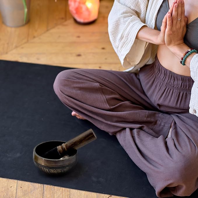 3.15 inch Tibetan Singing Bowl Set, Authentic Handmade Meditation Bowl Stress Relief Yoga Set with Striker & Cushion for Sound Therapy, Chakra Healing, Spiritual Gatherings