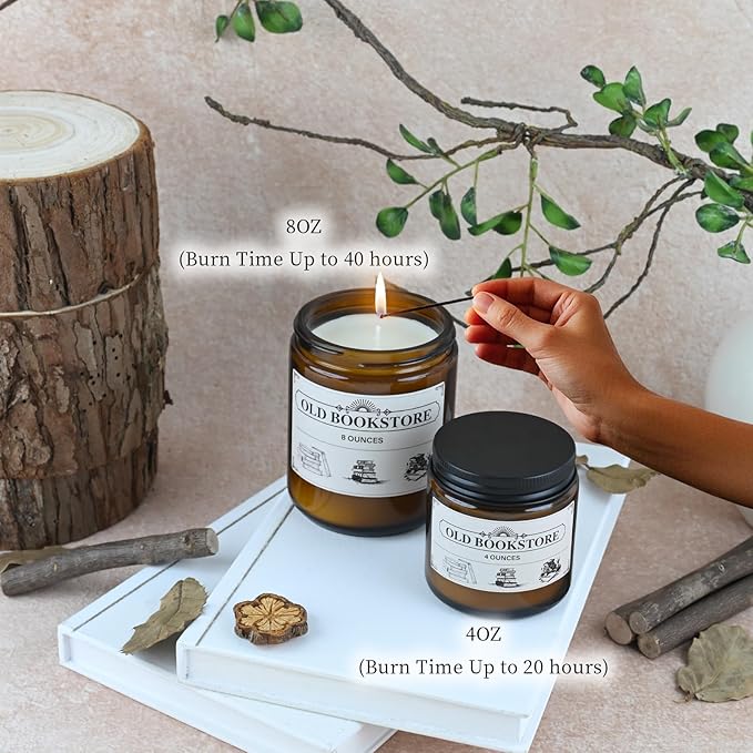 Old Bookstore Candle,Book Lovers Gifts,4 oz 20 Hours Burn Soy Wax Candle Gift for Readers Birthday Gifts for Book Lovers,Librarian,Scented Candle