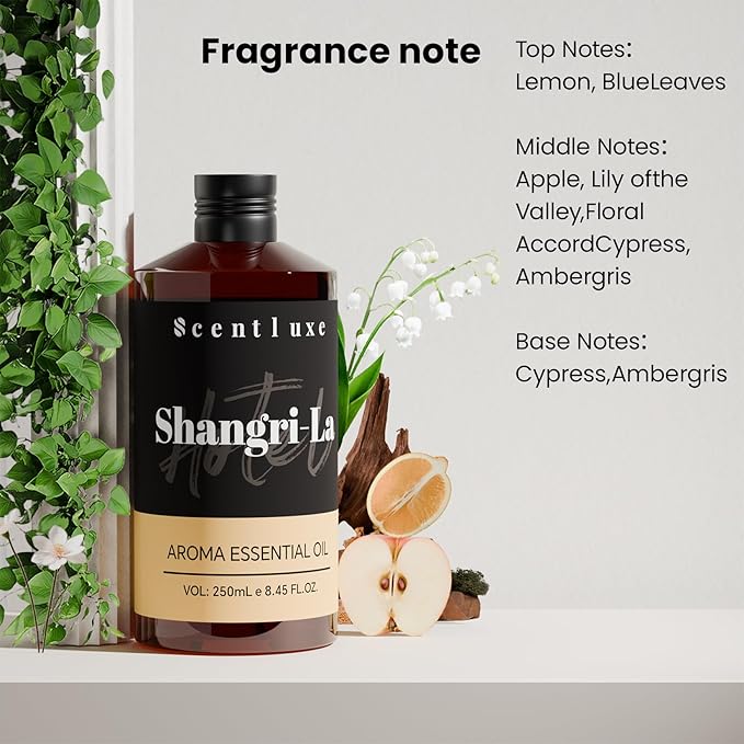 ShangriLa Inspired Essential Oil Blends For Diffuser - Lemon, Cypress & Ambergris Aromatherapy Blend for Home Luxury 8.45Fl oz Premium Fragrance Oils for Ultrasonic Waterless Scent Diffusers