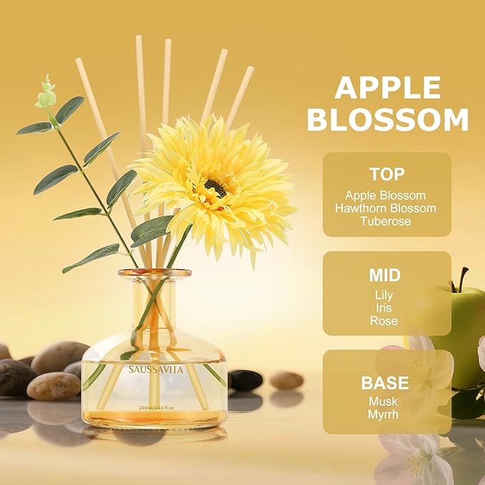 Reed Diffusers Set Orchard Reverie Scent, Reed Diffuser for 120 Days, 7.10 oz Diffusers for Home with 7 Diffuser Sticks, Perfect for Bathroom, Shelf Decor, Air Fresheners