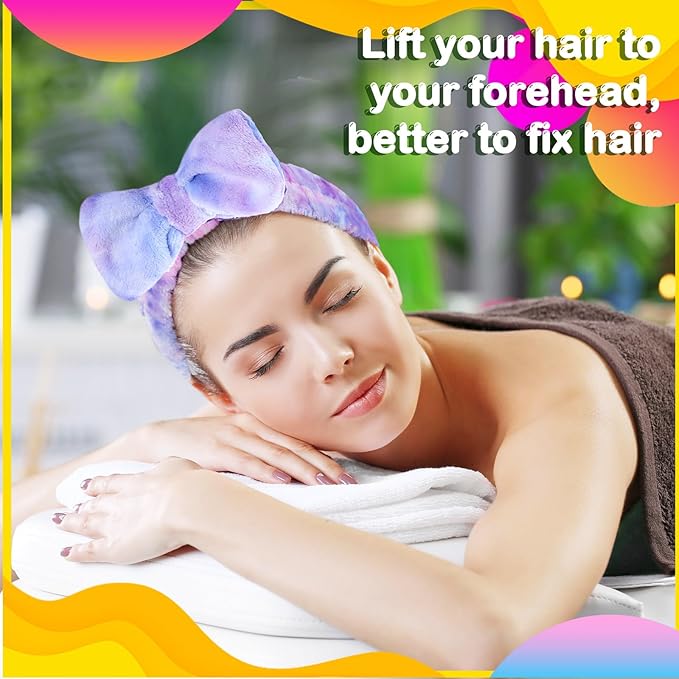 25 Pcs Spa Headband Bulk Makeup Headbands for Washing Face Cute Bow Hairbands Soft Coral Fleece Hairbands for Women Face Skin Care Makeup Spa Gift Shower Yoga(Novel Pattern)