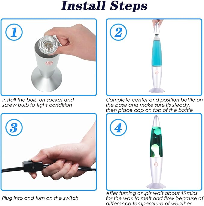 Blue Liquid Motion Lamp with Sliver Base White Wax in Blue Water Glitter Magma Lamps for Adults and Kids Night Light Includes 25 Watt Bulb for Christmas Thanksgiving Day Decoration