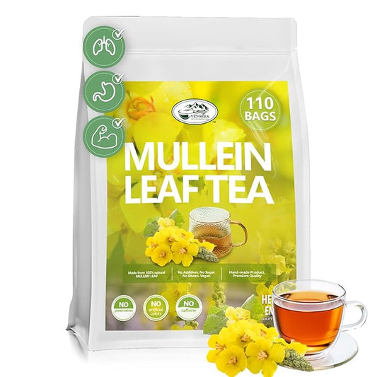 Veyorra Mullein Leaf Tea Bags - 100% Natural & Pure from Mullein Leaves.3g/Bag Non-GMO & Caffeine-Free, Loose Leaf Mullein Herbal Tea For Detox & Respiratory Support (110Bags)