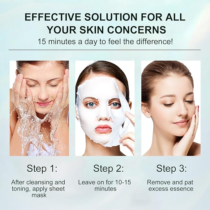 Facial Masks Skincare for Women,Salicylic Acid Moisturize Face Mask Sheet for Girl,Hydrating Face Mask for All Skin Types,Dry Skin & Sensitive Skin(10-Packs)