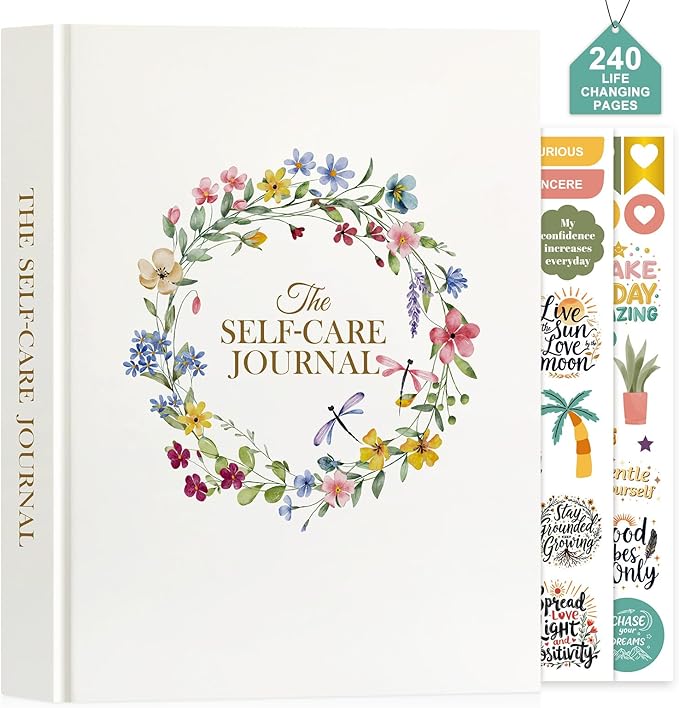 Lanpn Self Care Journal for Women, Self Love Guided Journals with Prompts, Daily Reflection Wellness & Gratitude Planner, 5 Minute Mental Health Notebook, Mood Mindfulness Log, 240 Pages