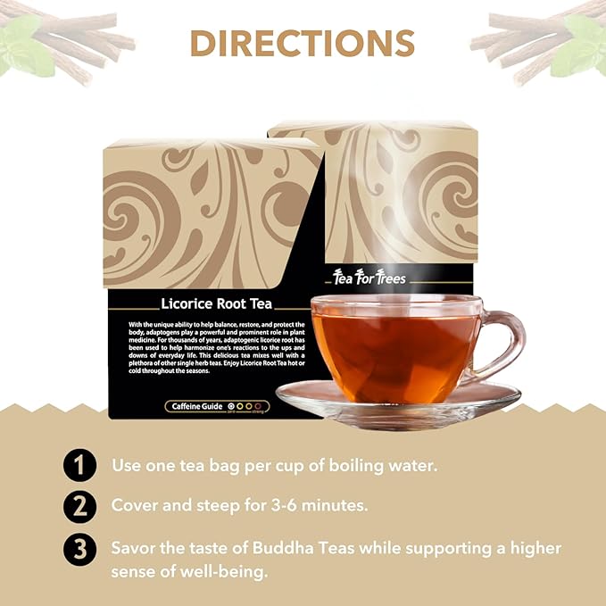 Buddha Teas - Organic Licorice Root Tea - Herbal Tea - For Health & Wellbeing - Immune Health & Digestion Support - Clean Ingredients - Caffeine Free - OU Kosher - 18 Tea Bags (Pack of 1)