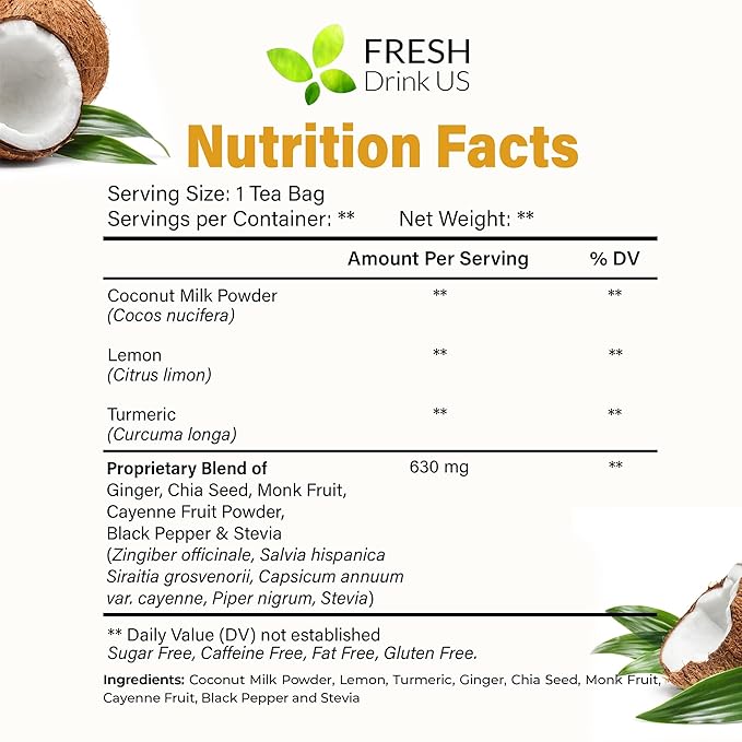 FreshDrinkUS, Premium 40 Tea Bags Daily Rescue Lemon Ginger Tea - 9 Superherbs – 100% Natural Ingredients, Tea Mix for Wellness Boost - Shelf-Stable, Caffeine-Free, Sugar-Free, Vegan