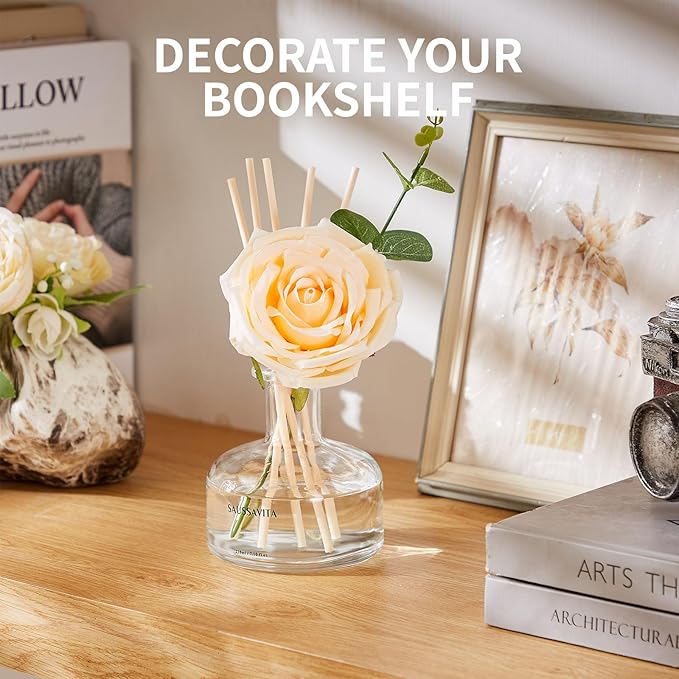 Reed Diffusers Set, 7.10 oz Vanilla Scented Diffuser with 7 Sticks, Long Lasting Home Fragrance for 120 Days, Perfect for Bathroom, Shelf Decor, Air Fresheners